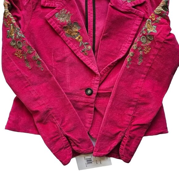 TM True Meaning Womens Jacket, Blazer Coat Corduroy, Embroidered Jacket, Medium - Picture 3 of 16